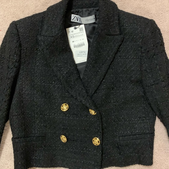 Zara Tweed Jacket Black size XS（fits US0- US4） - Picture 2 of 4